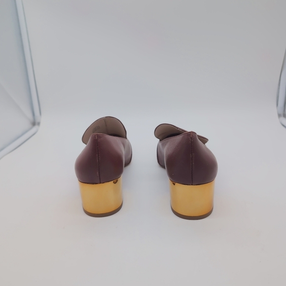 Louise Et Cie Sz 10 Burgundy Snake Toe Loafers with Gold Heel - Picture 6 of 10